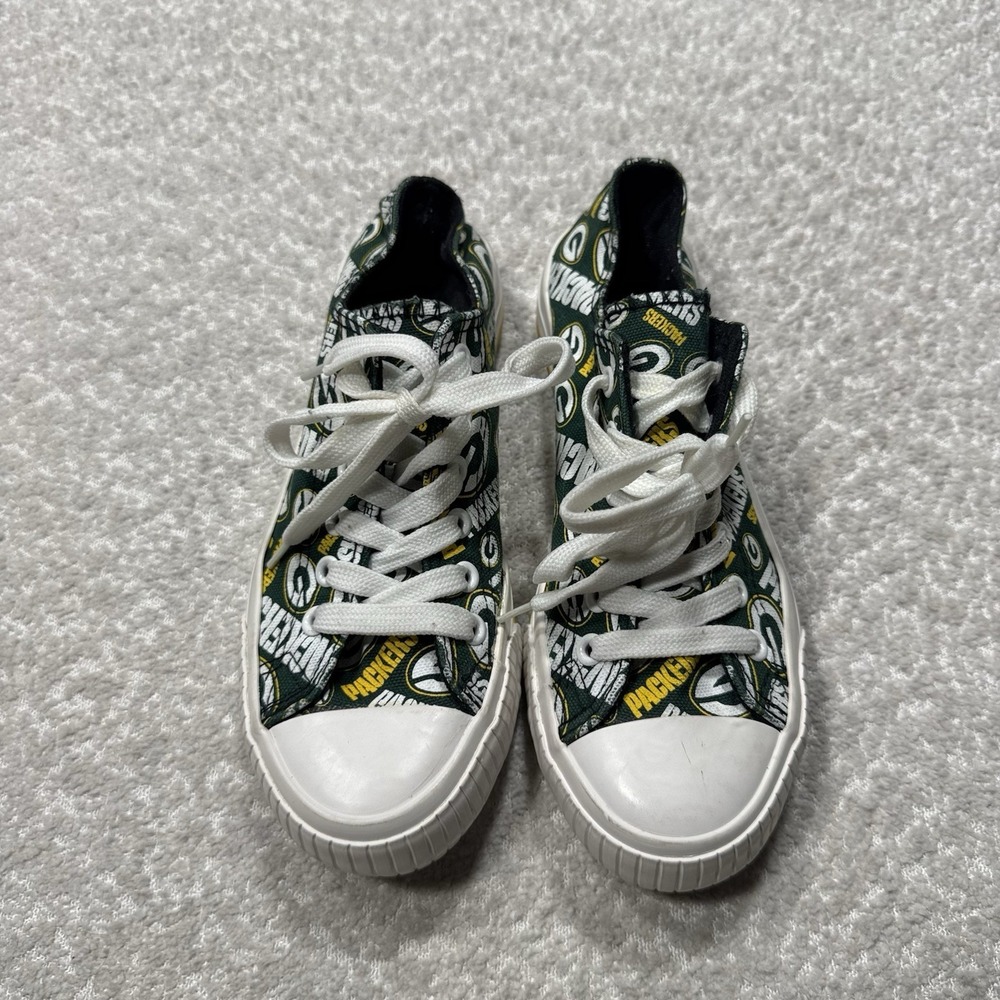 FOCO Women's Sneakers NFL Green Bay Packers Lace Up Low Top Football Sz 7